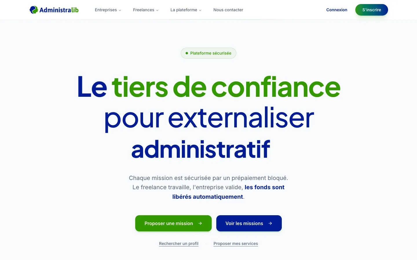 Page d'accueil d'Administralib