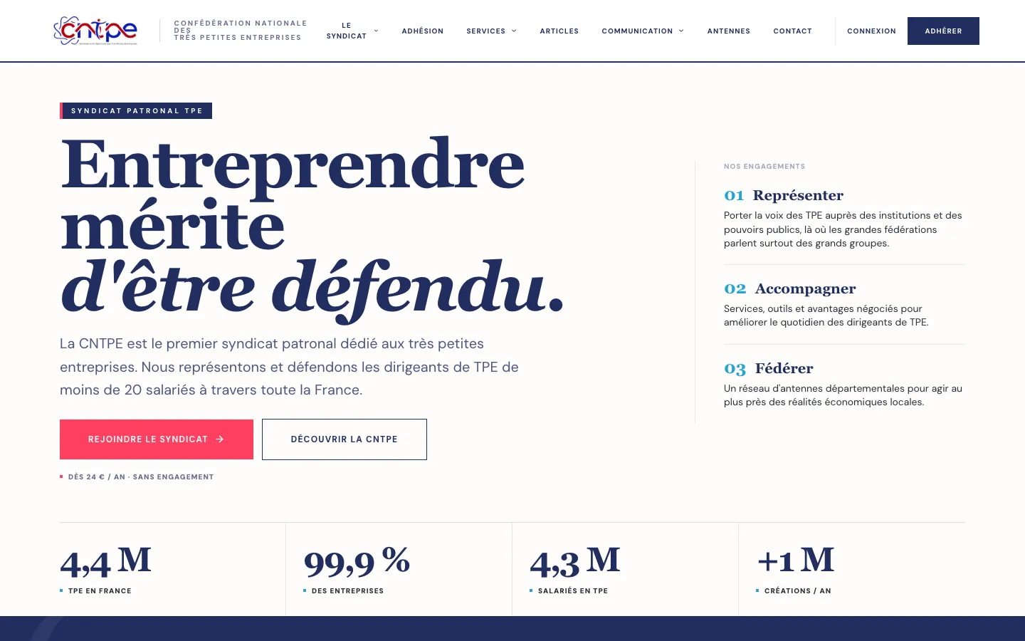 Page d'accueil du nouveau site de la CNTPE